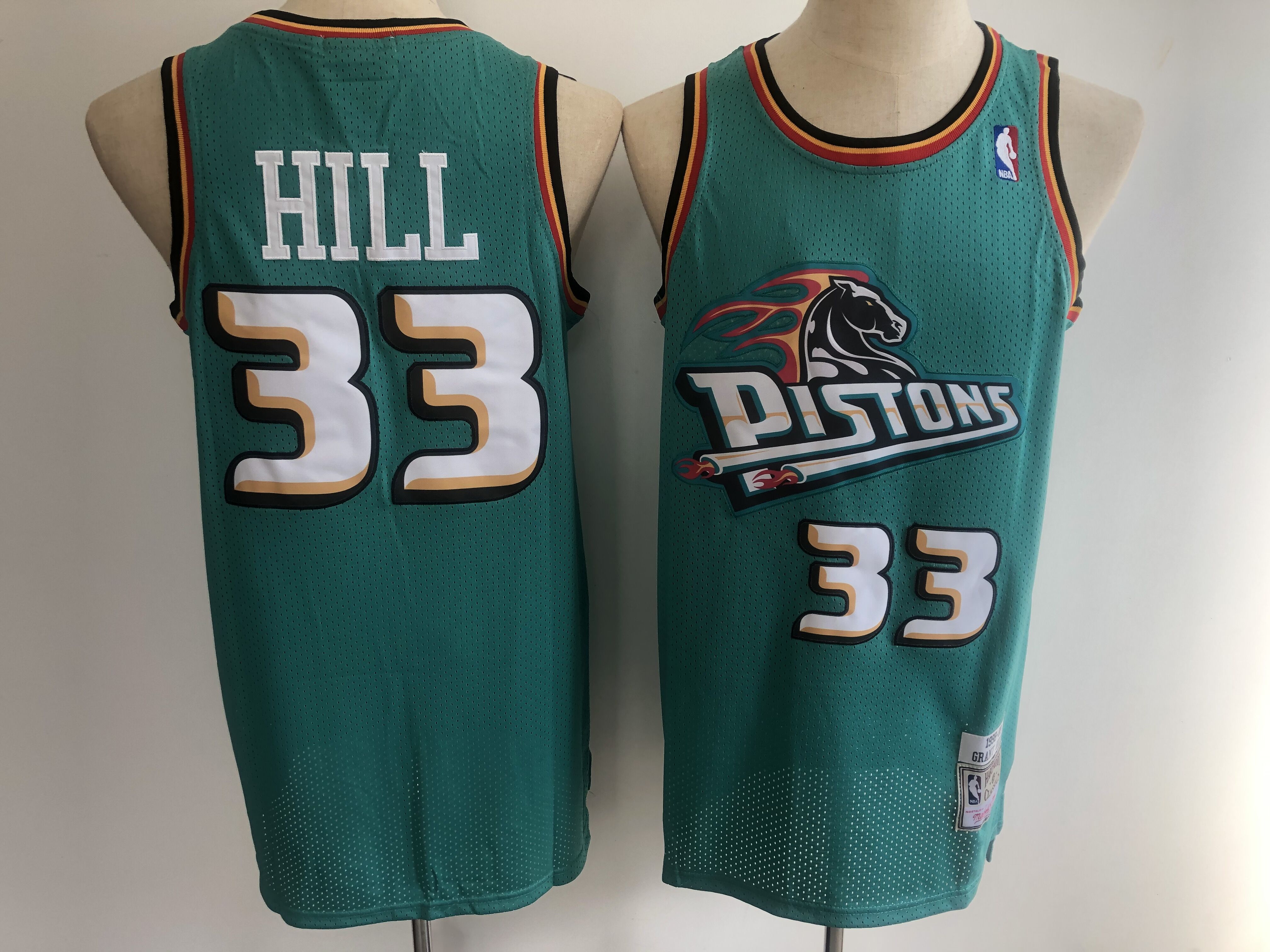 Men Detroit Pistons #33 Grant Hill green NBA jerseys